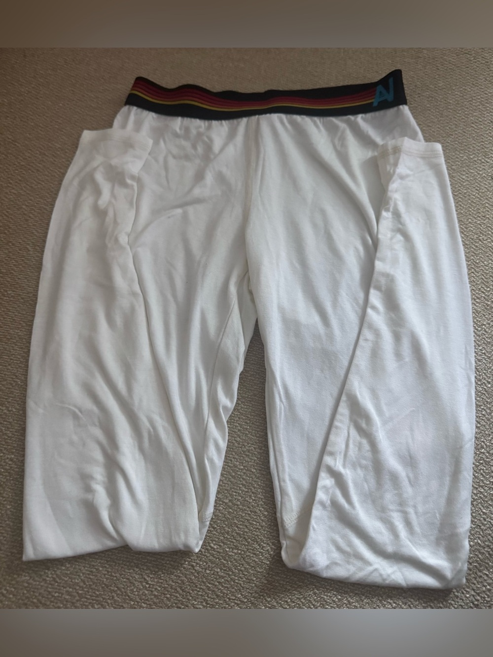 Women’s White Lounge Pants with Contrast Elastic Waistband